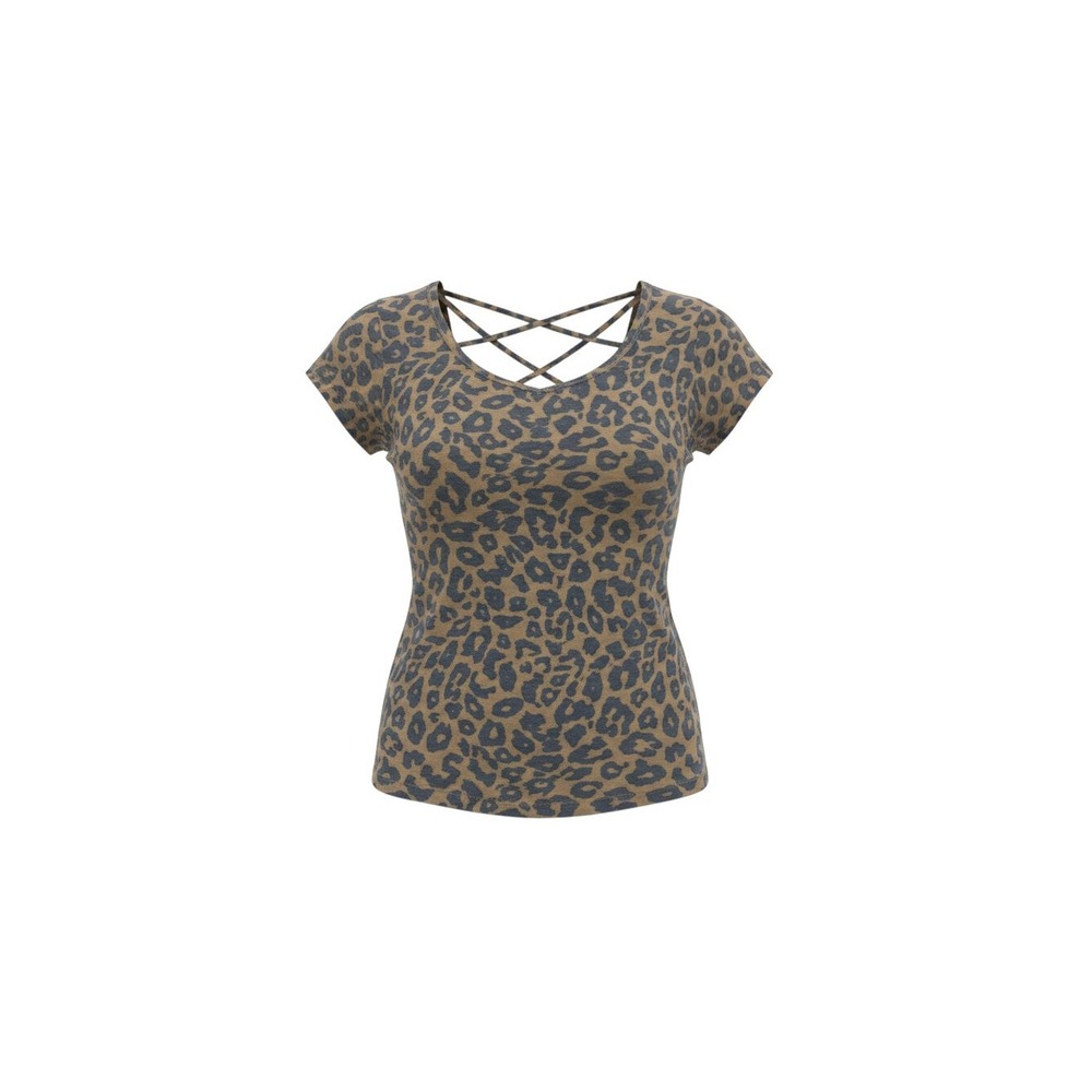 No Boundaries Strappy Scoop Tee Juniors S 3-5 Brown NWT Leopard Animal Print